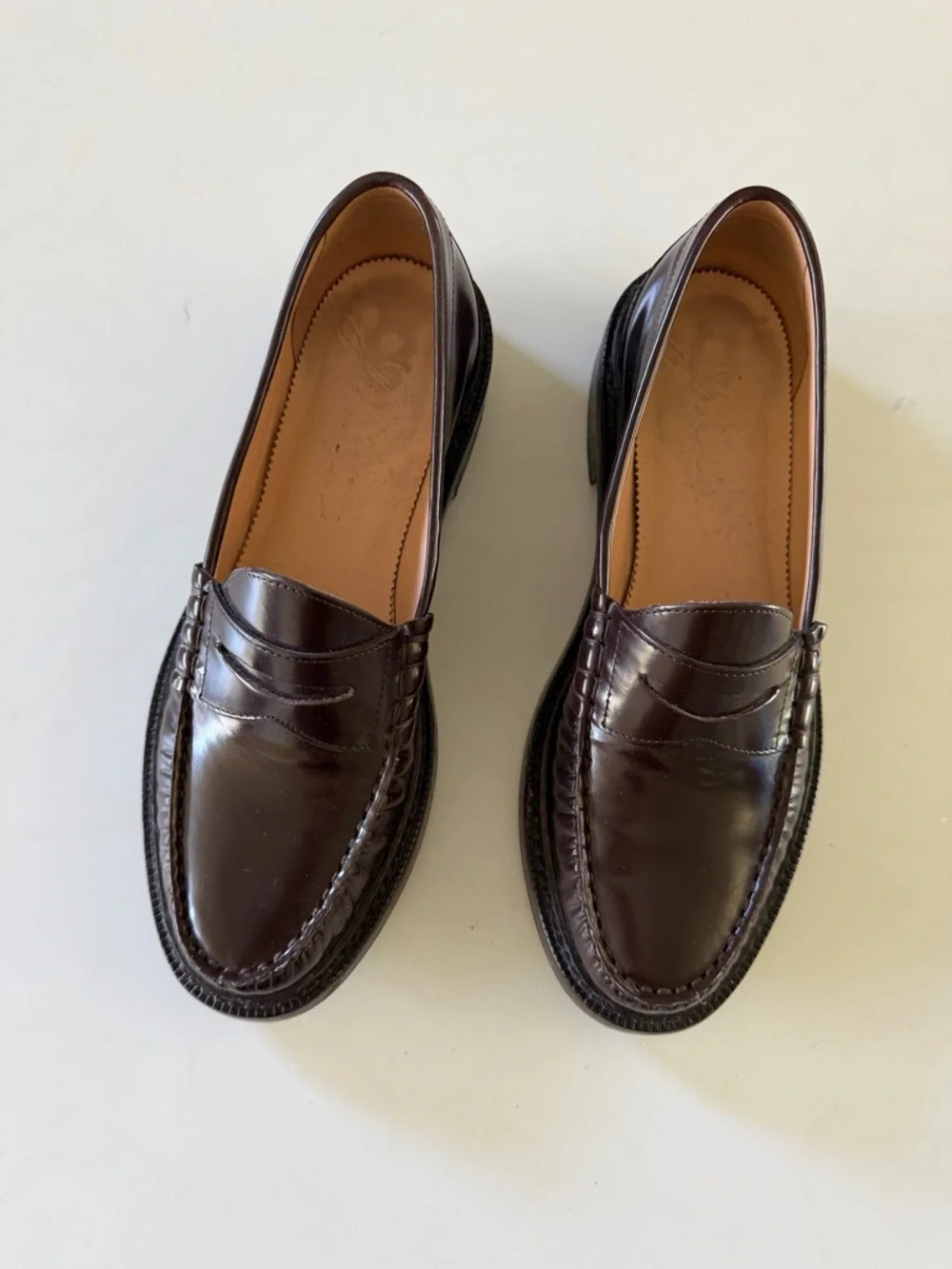 J Crew Leather Brown Loafers - Picture 1 of 5